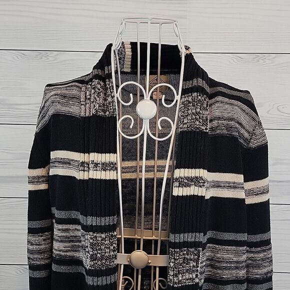 St. John's Bay open front striped cardigan Size L - Picture 2 of 10
